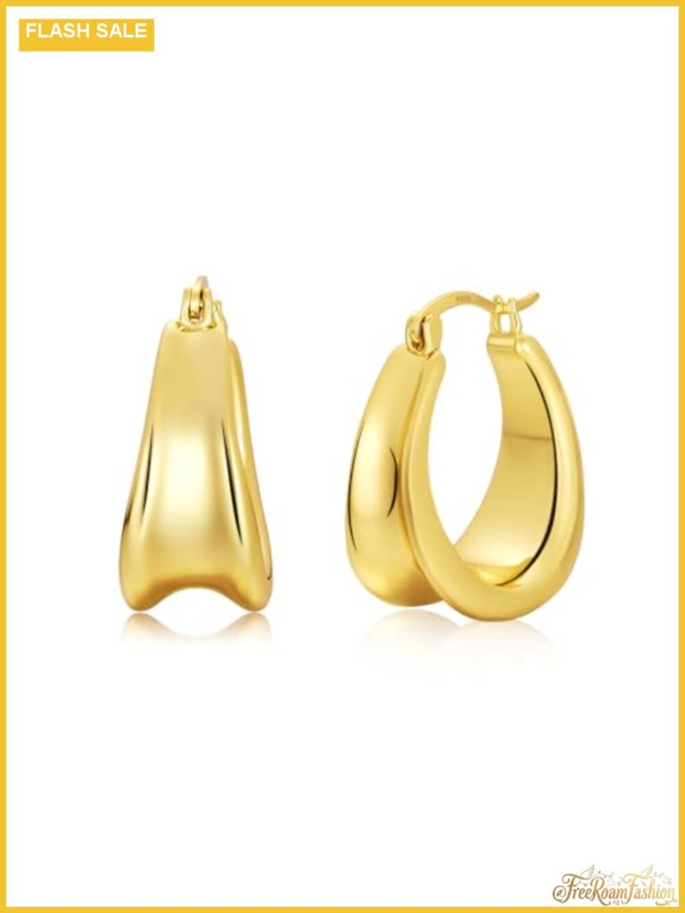 18K Gold Plated Hoop Earrings S925 Silver Posts Hypoallergenic for Women